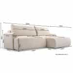 Γωνιακός Καναπές με Κρεβάτι & Αποθηκευτικό Χώρο δεξιά Πλευρά Εκρού 260x150x95