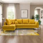 Γωνιακός Καναπές Αριστερής Πλευράς σε Καναρινί 306x227x80x90