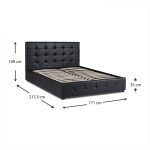 Κρεβάτι Διπλό από εχινόδερμα με αποθηκευτικό χώρο χρώμα μαύρο 160x200