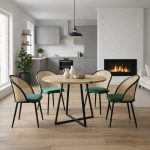 Σετ τραπεζαρία 5τμχ Rubes σε χρώμα φυσικό οξιάς - κυπαρισσί 100x78