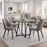 Σετ τραπεζαρία 5τμχ χρώμα γκρι σκυροδέματος - ανοιχτό μπεζ 100x78