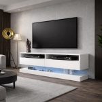 Έπιπλο Σαλονιού κρεμαστό με led σε Λευκό ματ 160x30x35