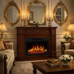 Έπιπλο με Ηλεκτρικό Τζάκι επένδυση Ξύλο σε απόχρωση καρυδι σκούρο 106x37x92.5