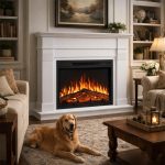 Έπιπλο με Ηλεκτρικό Τζάκι  με επένδυση Ξύλο σε Λευκό ματ 102x26.6x90.6