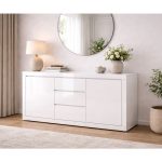 Έπιπλο Μπουφές σε Λευκό γυαλιστερό 150x40x89