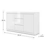Έπιπλο Μπουφές σε Λευκό γυαλιστερό 150x40x89