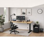 Ρυθμιζόμενο Γραφείο Sit–Stand BIMotion με Φυσικό Καπλαμά Δρυός 160×80×3