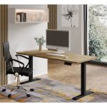 Ρυθμιζόμενο Γραφείο Sit–Stand BIMotion με Φυσικό Καπλαμά Δρυός 160×80×3