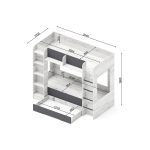 Κουκέτα Loft με Αποθηκευτικό Χώρο με Γραφείο και Ντουλάπα Craft White Oak / Ανθρακί 80x200