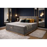 Κρεβάτι με αποθηκευτικό χώρο ανώστρωμα και στρώμα σε ύφασμα Γκρι 160×200