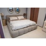 Κρεβάτι Διπλό με αποθηκευτικό χώρο με μπουκλωτό Ύφασμα σε Taupe 160×200