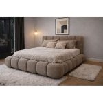 Κρεβάτι Διπλό με αποθηκευτικό χώρο με μπουκλωτό Ύφασμα σε Taupe 160×200