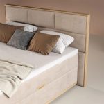 Κρεβάτι Διπλό με αποθηκευτικό χώρο ανώστρωμα και στρώμα σε ύφασμα Μπεζ 160x200