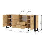 Μπουφές σε απόχρωση Artisan Oak / Μαύρο Ματ 197.5x45x87