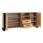Μπουφές σε απόχρωση Artisan Oak / Μαύρο Ματ 197.5x45x87