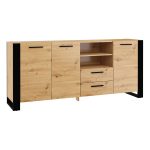 Μπουφές σε απόχρωση Artisan Oak / Μαύρο Ματ 197.5x45x87