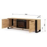 Έπιπλο Τηλεόρασης με Ηλεκτρικό Τζάκι σε απόχρωση βελανιδιά - μαύρο 180x40x58