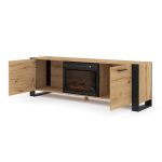 Έπιπλο Τηλεόρασης με Ηλεκτρικό Τζάκι σε απόχρωση βελανιδιά - μαύρο 180x40x58