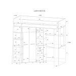 Υπερυψωμένο Κρεβάτι (Loft) με Γραφείο & Ντουλάπα Λευκό / Granada Almond 80×200