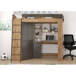 Υπερυψωμένο Κρεβάτι (Loft) με Γραφείο & Ντουλάπα Craft Gold / Granada Brown 80×200