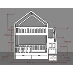 Κουκέτα με Σπιτάκι μασίφ Ξύλο με Σκάλες σε Λευκό ματ σε Λευκό 90×200