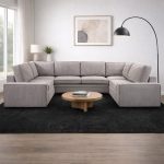 Γωνιακός Καναπές κρεβάτι U-Shape Γκρι Κοτλέ 378x198x93
