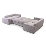 Γωνιακός Καναπές κρεβάτι U-Shape Γκρι Κοτλέ 378x198x93