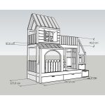 Κουκέτα μονή – ημίδιπλη με σπιτάκι με συρτάρια σε Εκρού - Ροζ 90×200