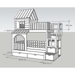 Κουκέτα μονή – ημίδιπλη με σπιτάκι με συρτάρια σε Εκρού - Ροζ 90×200