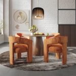 Σετ Τραπεζαρία με 4 Καρέκλες Ροτόντα Mid-Century Cinnamon Edition 127x127x76