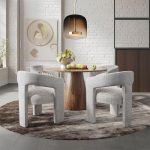 Σετ Τραπεζαρία με 4 Καρέκλες Ροτόντα Mid-Century 127x127x76