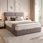 Κρεβάτι Διπλό Ντυμένο με Ύφασμα Bouclé και αποθηκευτικό χώρο 160×200