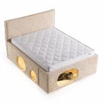 Κρεβάτι Διπλό Pet Bed Ντυμένο σε Ύφασμα Μπουκλε Εκρου 160×200