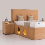 Κρεβάτι Διπλό Pet Bed Ντυμένο σε Ύφασμα Μπεζ 160×200