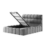 Κρεβάτι Διπλό υφασμάτινο με αποθηκευτικό χώρο Γκρι 160×200