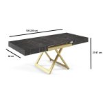 Πολυμορφικό Τραπέζι Ρυθμιζόμενου Ύψους & Μήκους σε απόχρωση εφέ μάρμαρου - χρυσό ματ 120x27