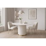 Τραπεζαρία Ροτόντα Marble Ecru 120x120x75