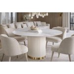 Τραπεζαρία Ροτόντα Marble Ecru 120x120x75