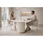 Τραπεζαρία Ροτόντα Marble Ecru 120x120x75
