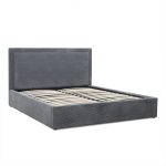 Κρεβάτι Διπλό με αποθηκευτικό χώρο υφασμάτινο κοτλέ σε χρώμα Γκρι 160x200