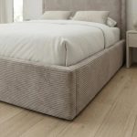 Κρεβάτι Διπλό με αποθηκευτικό χώρο υφασμάτινο κοτλέ σε χρώμα Μόκα 160x200