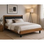 Κρεβάτι Διπλό mdf-pu σε καρυδί-μαύρο απόχρωση 150x200