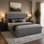 Κρεβάτι Διπλό με αποθηκευτικό χώρο υφασμάτινο σε χρώμα Γκρι 160x200