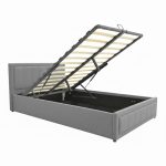 Κρεβάτι Διπλό με αποθηκευτικό χώρο υφασμάτινο σε χρώμα Γκρι 160x200