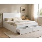 Κρεβάτι Διπλό με συρτάρι σε λευκή απόχρωση 150x200