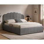 Κρεβάτι Διπλό με αποθηκευτικό χώρο υφασμάτινο σε χρώμα Ανθρακί 160x200