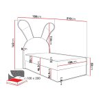 Παιδικό Επενδυμένο Κρεβάτι Bunny Light Ροζ Δεξιά 100x200 με Αποθηκευτικό Χώρο