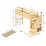 Παιδικό Κρεβάτι Loft MAKALU με Αποθηκευτική Σκάλα & Γραφείο 90x200