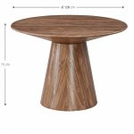 Τραπέζι Ροτόντα 120x120x75 Μοντέρνο Τραπέζι Τραπεζαρίας σε Καφέ Απόχρωση
