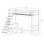 Κουκέτα Loft με Modular Καναπέ σε Απόχρωση Πεύκο & Μπεζ Ύφασμα 90x200